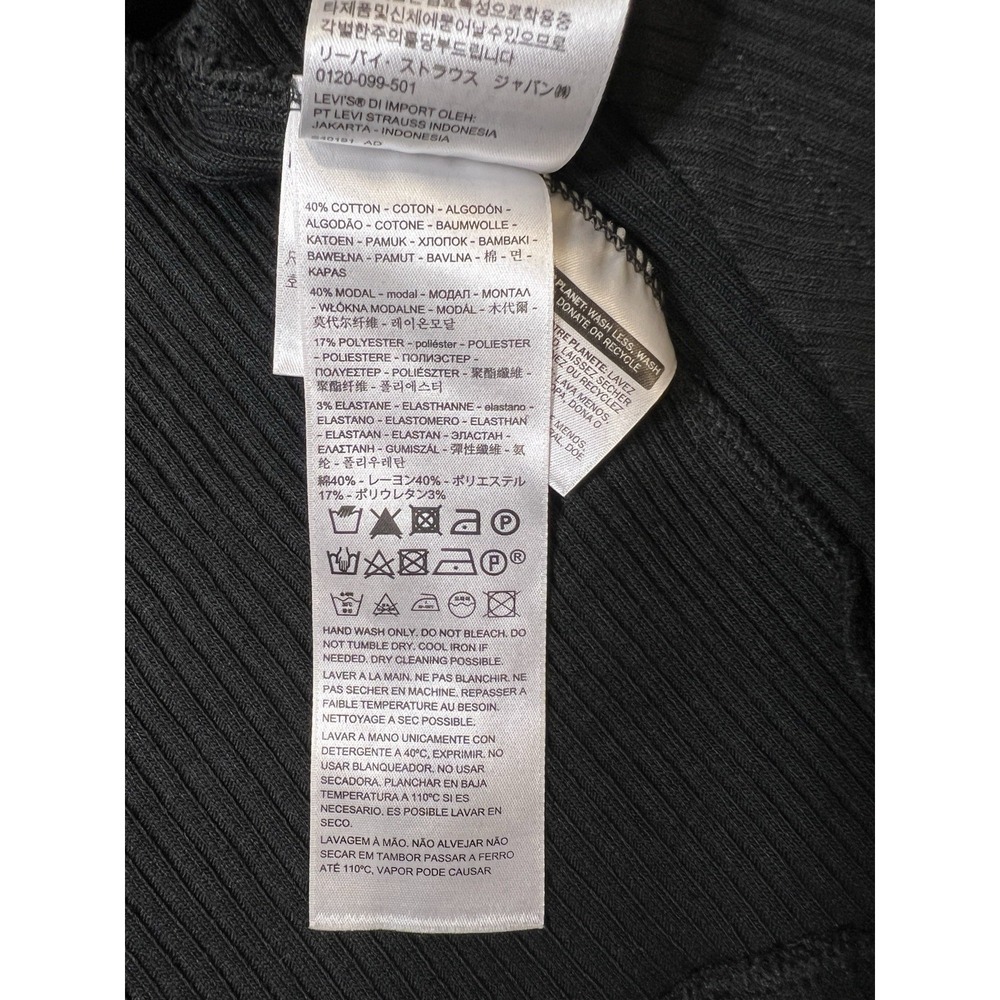 Levi's Women's Vetiver Ribbed 2 Piece Set Crop Mockneck Tank & Wrap Top Black S - Picture 9 of 9